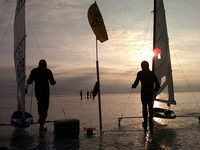 "Line 'em up!" for the final Gold Fleet race Friday evening (Martin Scheider and Matt Struble)